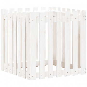 Jardinieră grădină design gard, alb, 70x70x70 cm lemn masiv pin - Img 4