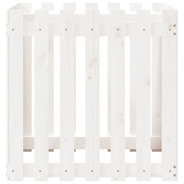 Jardinieră grădină design gard, alb, 70x70x70 cm lemn masiv pin - Img 5
