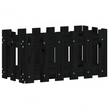Jardinieră grădină design gard negru 60x30x30 cm lemn masiv pin - Img 4