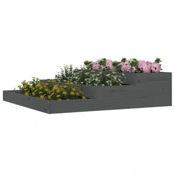 Jardinieră, gri, 107x107x27 cm, lemn masiv de pin - Img 3