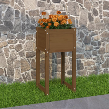 Jardinieră, maro miere, 40x40x81 cm, lemn masiv de pin - Img 1