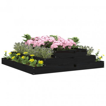 Jardinieră, negru, 110x110x27 cm, lemn masiv de pin - Img 3