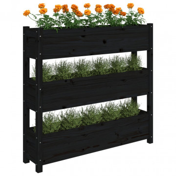 Jardinieră, negru, 112x25x104,5 cm, lemn masiv de pin - Img 4