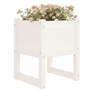 Jardiniere, 2 buc., alb, 40x40x52,5 cm, lemn masiv de pin - Img 3