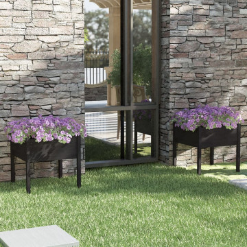 Jardiniere grădină, 2 buc., negru, 70x70x70 cm, lemn masiv pin - Img 1