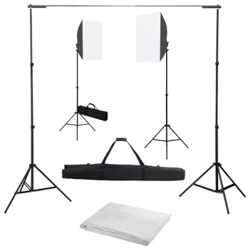 Kit studio foto cu lumini softbox și fundal - Img 1