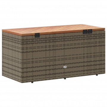 Ladă depozitare grădină gri 110x50x54 cm lemn acacia poliratan - Img 5