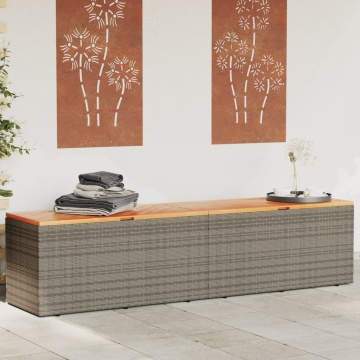 Ladă depozitare grădină gri 220x50x54 cm poliratan lemn acacia - Img 1