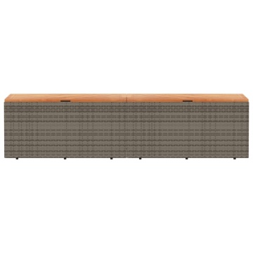 Ladă depozitare grădină gri 220x50x54 cm poliratan lemn acacia - Img 4