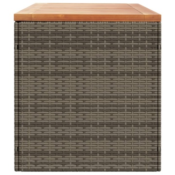 Ladă depozitare grădină gri 220x50x54 cm poliratan lemn acacia - Img 8