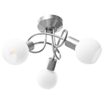 Lustră cu abajururi din ceramică, 3 becuri E14, alb, glob - Img 2