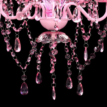 Lustră roz de cristal artificial cu 5 becuri - Img 7