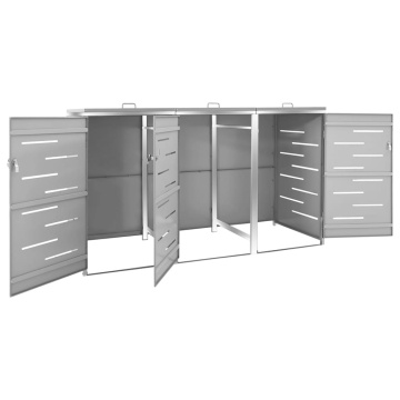 Magazie pentru trei pubele, 207x77,5x112,5 cm, oțel inoxidabil - Img 4
