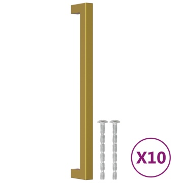 Mânere de dulap, 10 buc., auriu, 224 mm, oțel inoxidabil - Img 2