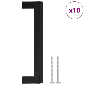 Mânere de dulap, 10 buc., negru, 128 mm, oțel inoxidabil - Img 2