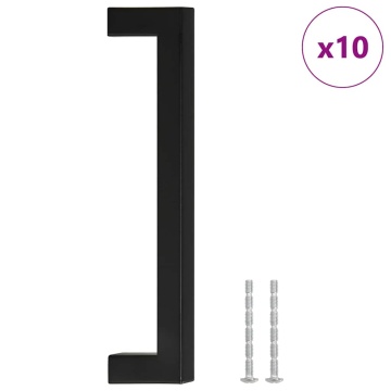 Mânere de dulap, 10 buc., negru, 160 mm, oțel inoxidabil - Img 2