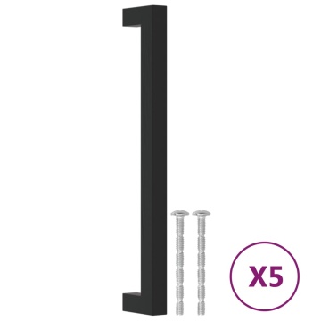 Mânere de dulap, 5 buc., negru, 192 mm, oțel inoxidabil - Img 2
