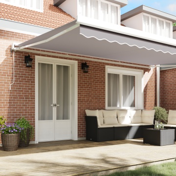 Marchiză Automată Retractabilă Gri Deschis 500x300 cm, Fabrică de Înlocuire marchiză pentru cadru de 5x3 m Gri Deschis - Img 3