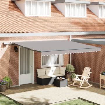 Marchiză manuală retractabilă cu LED gri deschis 400x300 cm, Material pentru înlocuirea marchizei pentru cadru de 4x3 m gri deschis - Img 1