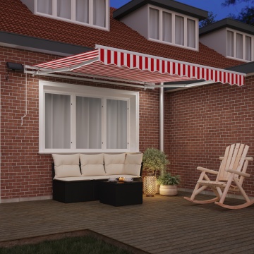 Marchiză manuală retractabilă cu LED roșie și albă 300x250 cm - Img 3