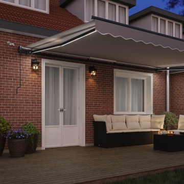 marchiza retracabilă automată cu LED gri deschis 500x300 cm, material pentru înlocuirea marchizei pentru cadru de 5x3 m gri deschis - Img 3