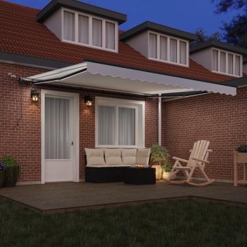 Marchiză retractabilă automatizată cu LED alb 400x350 cm, Tăblie de marchiză pentru cadru de 4x3.5 m alb - Img 3