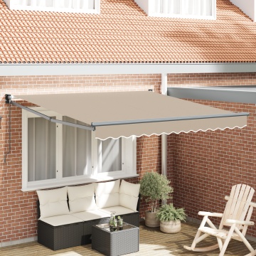 Marchiză retractabilă manuală Bej 350x250 cm, Tăieți de înlocuire pentru marchiză pentru cadru de 3.5x2.5 m Bej - Img 1