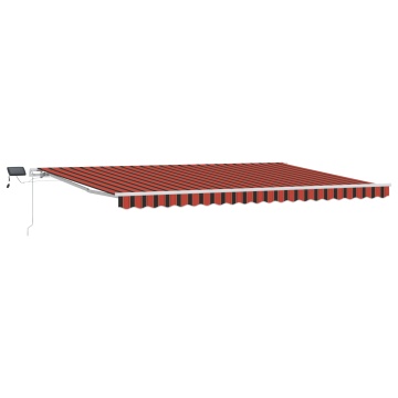 Marchiză retractabilă manuală cu LED-uri portocalii și maro, 500x300 cm - Img 2