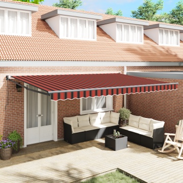 Marchiză retractabilă manuală portocalie și maro 500x300 cm - Img 1