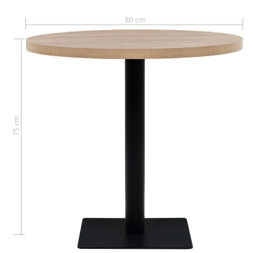 Masă bistro, MDF și oțel, rotundă, 80x75 cm, culoare stejar - Img 5