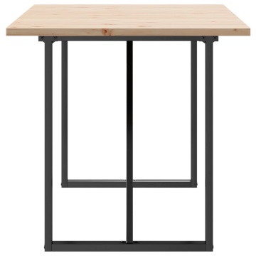 Masă bucătărie, cadru O, 140x80x75,5 cm lemn masiv pin și fontă - Img 8