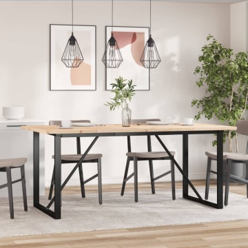Masă bucătărie, cadru O, 180x90x75,5 cm lemn masiv pin și fontă - Img 3