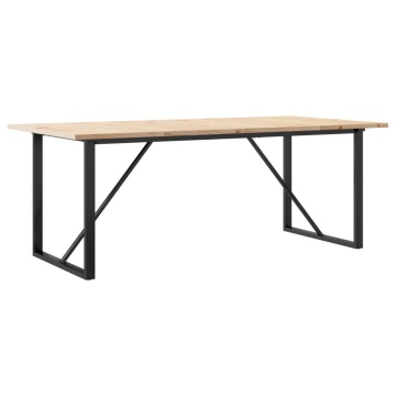 Masă bucătărie, cadru O, 200x100x75,5cm lemn masiv pin și fontă - Img 5