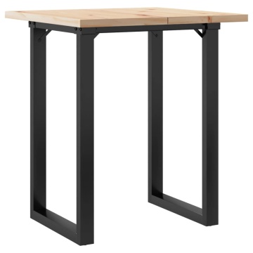 Masă bucătărie, cadru O, 70x70x75,5 cm lemn masiv pin și fontă - Img 5