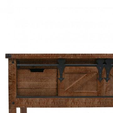 Masă consolă din lemn masiv de brad, maro, 131x35,5x75 cm - Img 6