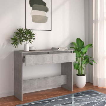 Masă consolă, gri beton, 100x35x76,5 cm, PAL - Img 1