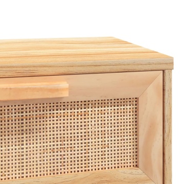 Masă consolă maro 80x30x75 cm lemn masiv pin și ratan natural - Img 5