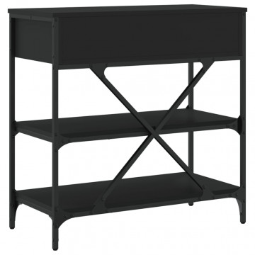 Masă consolă, negru, 75x34,5x75 cm, lemn prelucrat - Img 6