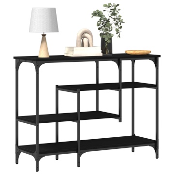 Masă Consolă Negru Stejar 100x35x75 cm Lemn prelucrat și Oțel - Img 3