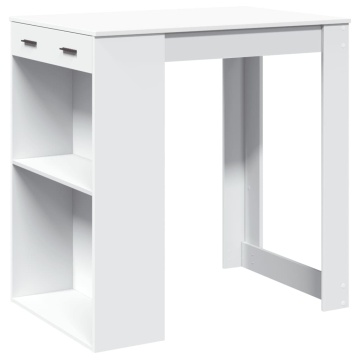 Masă de bar, alb, 102x70x103,5 cm, lemn prelucrat - Img 2