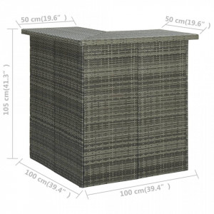 Masă de bar colțar, gri, 100 x 50 x 105 cm, poliratan - Img 6