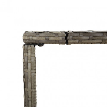 Masă de bar cu blat din sticlă, gri, 180x70x110 cm, poliratan - Img 6
