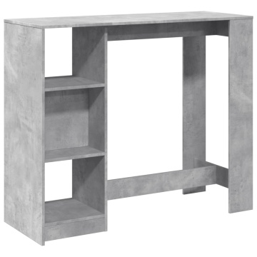 Masă de bar cu raft, gri beton, 124x46x103,5 cm, lemn prelucrat - Img 2