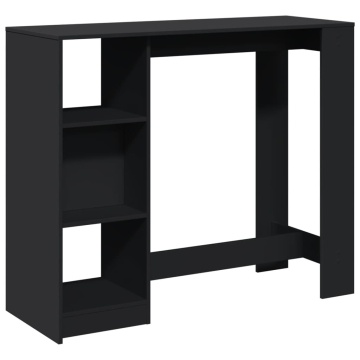 Masă de bar cu raft, negru, 124x46x103,5 cm, lemn prelucrat - Img 2