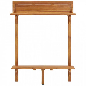 Masă de bar pentru balcon, 90x37x122,5 cm, lemn masiv de acacia - Img 2