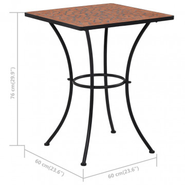 Masă de bistro mozaic, cărămiziu, 60 cm, ceramică - Img 7