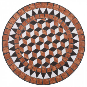 Masă de bistro mozaic, maro, 60 cm, ceramică - Img 7