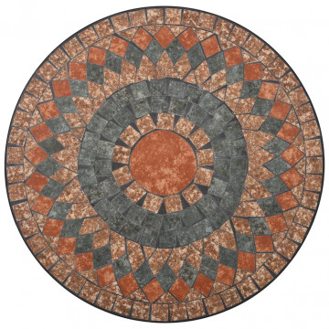 Masă de bistro mozaic, portocaliu/gri, 60 cm, ceramică - Img 6