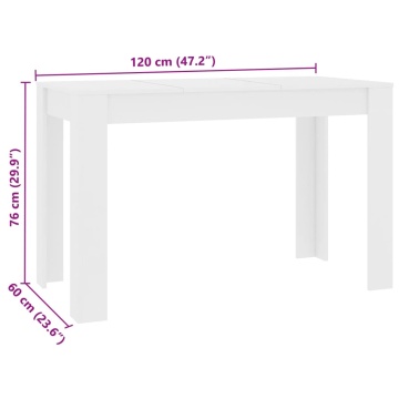 Masă de bucătărie, alb, 120x60x76 cm, lemn prelucrat - Img 5