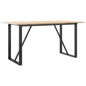 Masă de bucătărie, cadru O, 160x80x75cm lemn masiv pin și fontă - Img 5